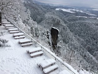 Brand-Baude im Winter - Blick vom Steinhaus Balkon