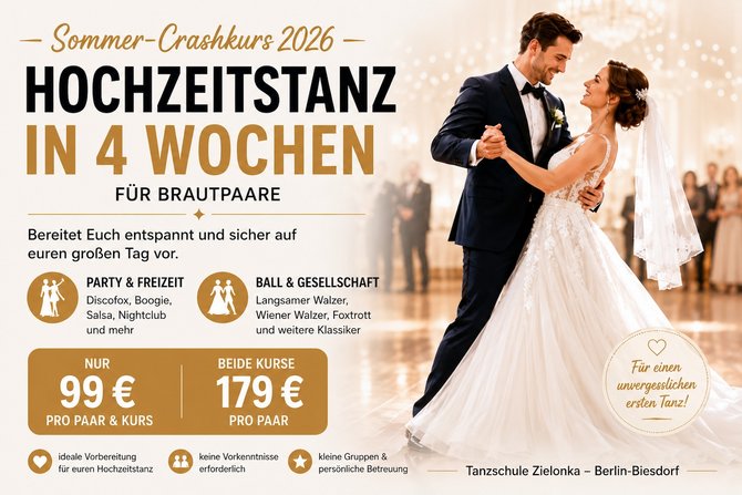 Sommer Crashkurse der Tanzschule Zielonka in Berlin für Hochzeitspaare
