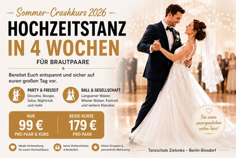 Sommer Crashkurse der Tanzschule Zielonka in Berlin für Hochzeitspaare