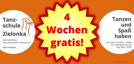 Aktion "4 Wochen gratis!" der Tanzschule Zielonka